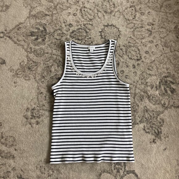 NWOT JCREW Embellished Striped tank - Picture 1 of 3